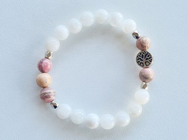 Bracelet pierre de lune, de soleil et rhodochrosite